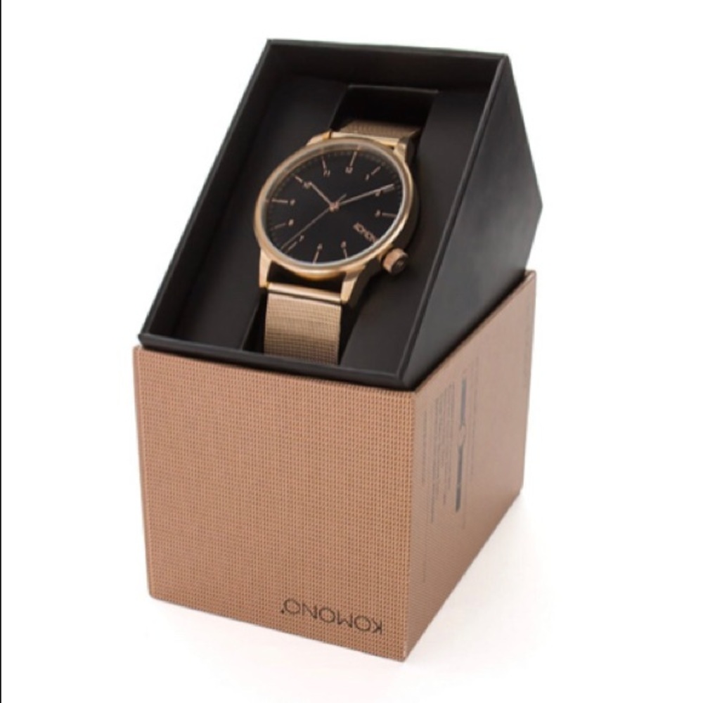 Komono Winston Royale Rose Gold Black Watch